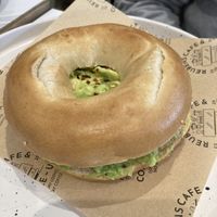 Avocado, lemon, chilli bagel   at Reubens Cafe & Coffee in Holyhead