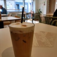 Iced Coffee (Oat Milk). at Reubens Cafe & Coffee in Holyhead