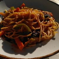 Pasta with veggies at Mouria 1923 in Kymi