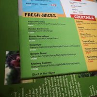 Fresh juices on the menu at KwaHaraba Art Gallery and Cafe in Blantyre