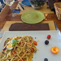 Tagliatelle and vegetables at Osteria Al Fureghin in Burano