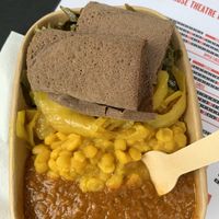 The selection of the day and injera  at Extremely Vegan in Kingston Upon Thames