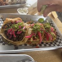 Taco trío- asada, al pastor, pollo  at VegMex in La Paz
