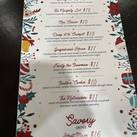 Holiday menu   at Crêpe Café Sisters in Leavenworth