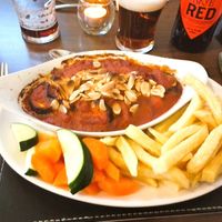 Vegan aubergine stew at The Old School Restaurant and Rooms in Inshegra