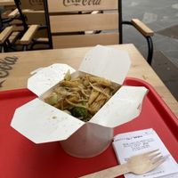 Whole-wheat Noodles with tofu, broccoli, baby corn added   at HIT'WOK in Ljubljana