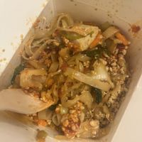 Rice noodles with veggies, tofu, teriyaki, peanuts and spicy saucee  at HIT'WOK in Ljubljana