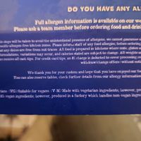 Abbreviations description on menu at Duke Of Somerset in East London