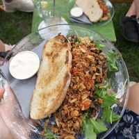 Toast with oyster mushrooms at Parqiet in Rotterdam