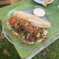 vegan sandwich with mushrooms  at Parqiet in Rotterdam