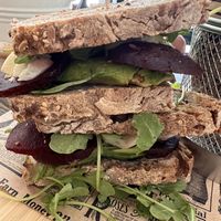 Vegan Sandwich: beetroot and artichoke   at Roll Madrid in Madrid