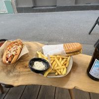 Kimchi hot dog and Bosna  at Eh Wurst Vegane Würstelbar in Vienna