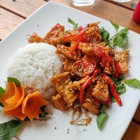 Tofu with chilli and lemongrass at Thuy Linh Restaurant in Ninh Binh