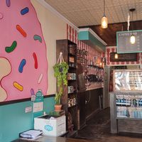 Inside of the store at Dun-Well Doughnuts in Brooklyn