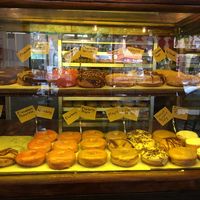 Display case at Dun-Well Doughnuts in Brooklyn