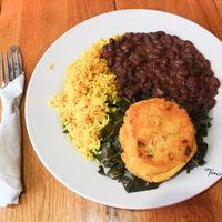 Rice, beans and greens, at Majani in Chicago
