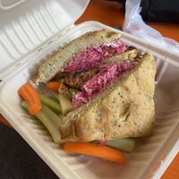 Tempeh Ruben, customized online, TO GO order.  at Rosetta's Kitchen in Asheville