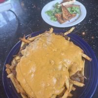 Vegan Chili cheese fried & side of tofu   at Rosetta's Kitchen in Asheville