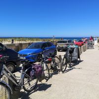 A place to secure bikes at Porthtowan Beach Café in Porthtowan
