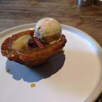 Apple tart tatin with vegan caramel ice-cream at The Wheatsheaf Inn in Cheltenham