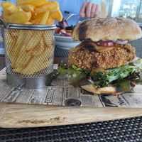 Although this place doesn’t have many options, the crispy bean burger is one of the nicest on the island. Also have a wrap for lunch time and a aubergine chips. friendly service at Harbour Club Restaurant in Lanzarote