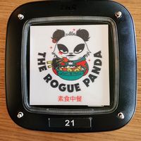 Cute logo on their buzzers after you order at The Rogue Panda in Brooklyn