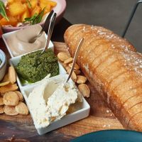 Bread board. The orange butter dip was particularly good! at Konijnenvoer in Arnhem
