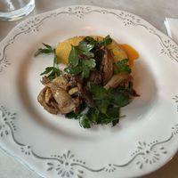 1st course with polenta: fantastic! Crispy polenta with soft inside  at Konijnenvoer in Arnhem