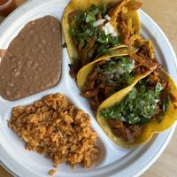 Taco plate, 2 asada 1 chickn  at Rojos Mexican Food in Seattle