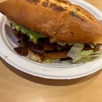 Torta with al pastor and avocado at Rojos Mexican Food in Seattle