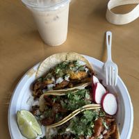 Al pastor, carnitas, and chicken  at Rojos Mexican Food in Seattle