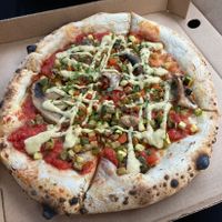 Vegan pizza  at La Popular Pizza Y Pan in Santiago