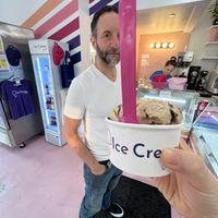 Vegan Hubby eyeing my selection! he got the same  at Ice Cream Social in White Plains