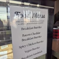 Vegan burritos listed on menu at Lighthouse Coffee in Sparks