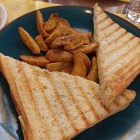 toast with vegan cheese and fries (or salad ) at The Brunchers in Athens