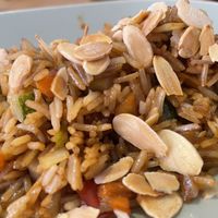 Basmati with vegetables and almonds (vegan)  at Localino in Oristano