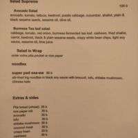 Menu at Kwanjai Thai food in Pai