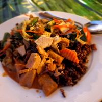 Buffet plate at Kwanjai Thai food in Pai