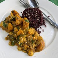 Pumpkin and tofu stir fry  at Kwanjai Thai food in Pai