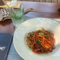 Noodles and vegetables at Maki Inn in Cirali