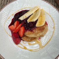 Vegan berry compote pancakes at Sara's Tea Garden in Leigh-on-sea