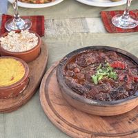 Vegan casserole with rice and mashed potatoes   at Motif Restaurant in Fethiye