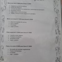 Menu at Vida y Salud in Cali