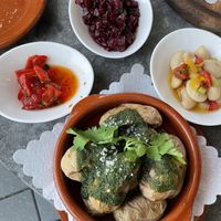 Papas arrugadas, Beetroot with mint, beans, peppers  at Alhambra in Frankfurt