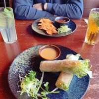 Sommerrollen, Limettensaft mit Minze, Kumquat mit Ingwer (schmeckte aber sehr nach Apfelsaft) at Hanoi 36 in Cologne