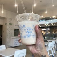 Super Bummed No More Vegan Shakes - Not Enough Requests for Them 😭 No Tiene Leche Vegetal But They Did Have Aguas Frescas - Vegan Friendly Horchata (Sin Lactose)  at Churreria El Moro - Oceania in Mexico City