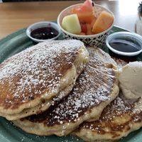 The absolute best vegan pancakes deserved a better picture, so here it is!  at Tacotarian in San Diego
