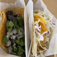 Mushroom and fish tacos   at Tacotarian in San Diego