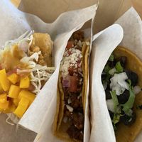 Fish, chorizo and mushroom tacos   at Tacotarian in San Diego