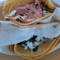 Plantain taco and mushroom taco at Tacotarian in San Diego